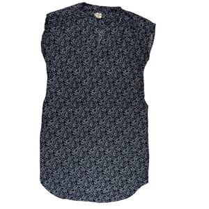 Bridge & Burn Women's Medium Blue White Geometric Rayon Shirt Dress Pockets